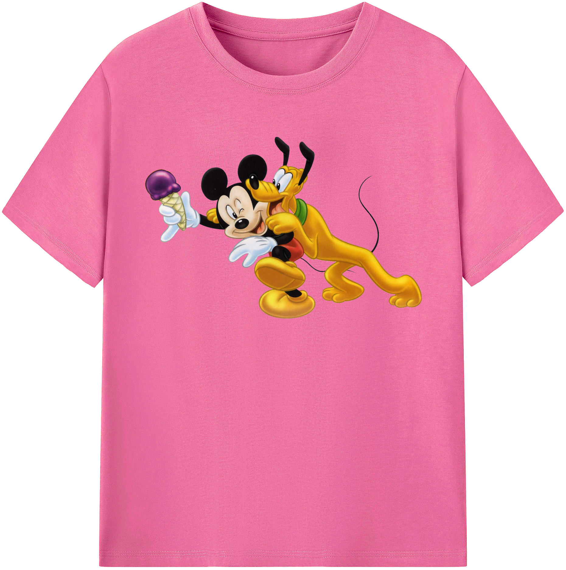 （画像用） ミッキーマウス Mickey Mouse レディースカジュアルプリントTシャツ（綿100％）